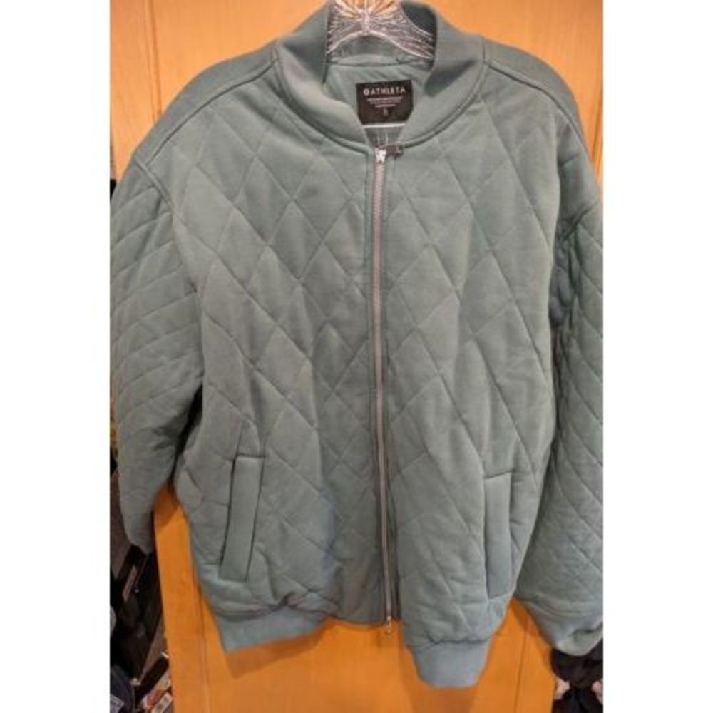 Athleta NWT Retro Plush Bomber Jacket size XL Blue Quilted